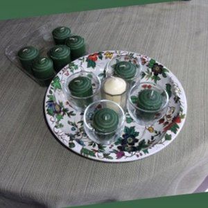 Daher Decorated Ware Tray Glass Holders w/Votives